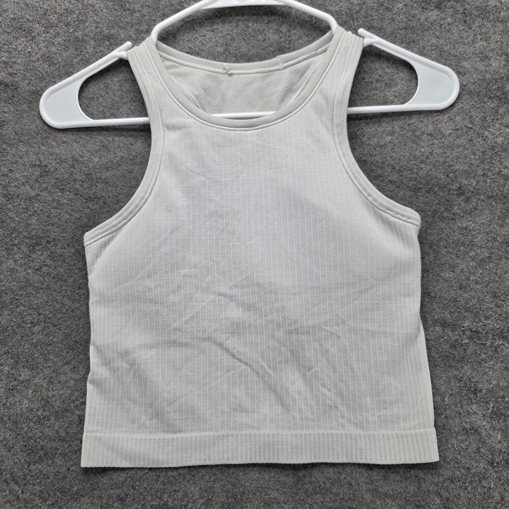 Lululemon Tank Womens 4 Gray Cropped Round Neck Stretch Athletic Activewear